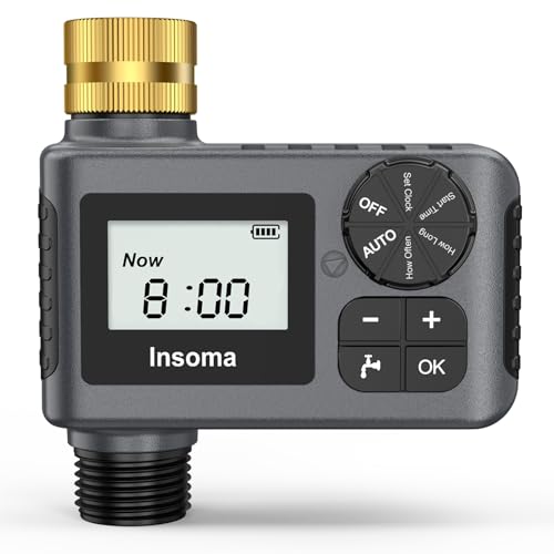 Sprinkler Timer with Brass Swivel, Programmable Water Timer for Outdoor Garden Hose, Hose Timers with Rain Delay/Manual/Auto Mode, Drip Irrigation and Lawn Watering System, 1 Outlet - size: 1 Zone-Brass Inlet
