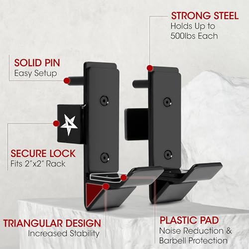 Yes4All Olympic Weight Plate Holder Attachment - color: C. Pair of J Hooks, size: Fit 2x2" Rack with 0.52" Hole