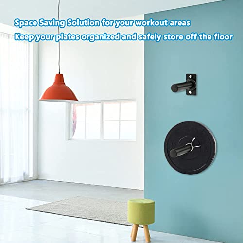 8-Pack Wall Mounted Weight Plate Holders for 1" & 2" Plates, Steel Bumper Plate Storage Rack with Rubber Pads & Hardware, Space-Saving Home Gym Wall Storage, 300 Lb Capacity - size: 2 Inch