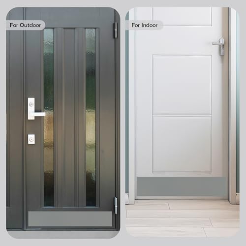 Rubber Bond Kick Plates (2 Pack) 6" x 33" - Effortless Peel & Stick - Prevents Dents & Scratches - Self-Adhesive & Universal Fit (Grey) - color: Gray, size: Kick Plate - 2 Pack - 6"x34"
