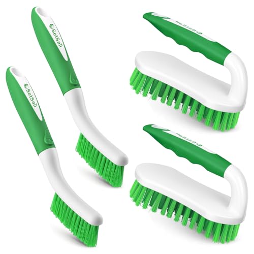 SetSail Scrub Brush, Heavy-Duty Scrub Brushes for Cleaning, Green 4 Pack | Heavy-Duty Scrub Brushes for Cleaning Shower, Bathroom, Carpet, Kitchen and Bathtub Scrubber - 4 Pack - color: Green, size: 4-pack