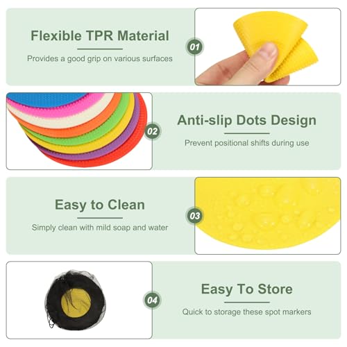 Spot Markers, Poly Spot Marker for Agility Training Floor Dots Non Slip Flat Field Cones - color: Yellow, size: 10 cm/3.9inch