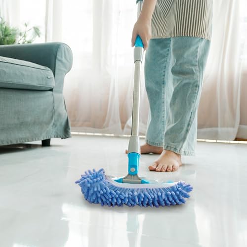 2 Pcs Blue Mop Slippers,Mop Pads for Floor Cleaning Microfiber Cleaning Soft Washable House Slipper - color: Blue