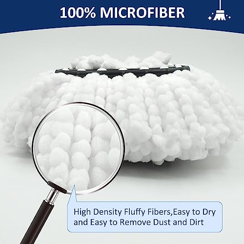Mop Replace Heads Mop Handle and Base Replacement for O Cedar EasyWring 1-Tank Spin Mop System, 2 Microfiber Mops Refills, 4-Section Iron Mop Handle 30-58Inch and 1 Mopping Heads Cover Set (No Bucket) - color: 1 Sets Mop Handle + 2 White Heads + 1 Base
