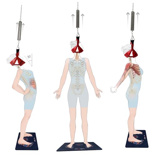 LittleMum Cervical Traction Apparatus, Spinal Decompression Device, Neck Stretcher (Dark RED-Velvet Head Halter)