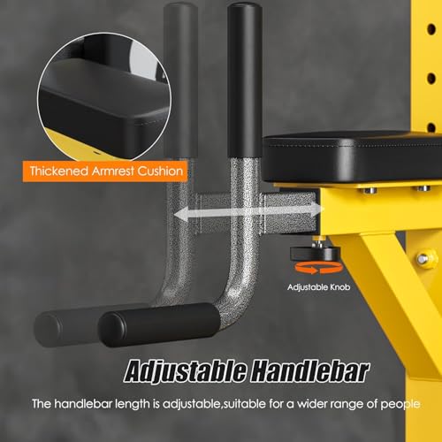 soges Power Tower Pull Up Bar Dip Station, All in One Free Standing Pull Up Bar for Home Gym with 7-Level Height Adjustable, Multi-Function Power Racks Strength Training Equipment, 330 lbs Capacity - color: Yellow