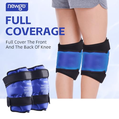 NEWGO Ice Pack for Knees Injuries Reusable, 360° Full Wrap, 2 Pack, Blue | Y-shaped Strap Stays Put, Reusable for Knee Replacement, ACL, Arthritis, Swelling, and Sports Injuries, 21.7" x 9.8" - color: Regular Blue 2-pack