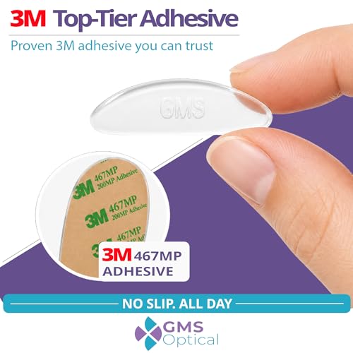 GMS Optical Adhesive Silicone Nose Pads for Glasses |1.3mm Ultra-Thin, 18mm Large | Non Slip Glasses Grips for, Sunglasses and Eyewear w/Super Sticky Backing, Eyeglass Accessories (5 Pairs, Clear) - color: Clear - 5 Pair