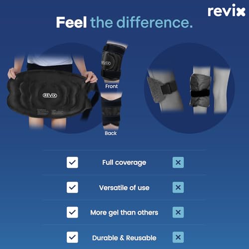 REVIX 20'' XXXL Reusable Ice Knee Wrap for Meniscus Tear and Arthritis, Extra Large Cold Therapy Gel Pack for Knee, Back, Shoulder Relaxation and Post-Workout Recovery, Soft Plush Lining Cold Pack - style: Black-1Pack