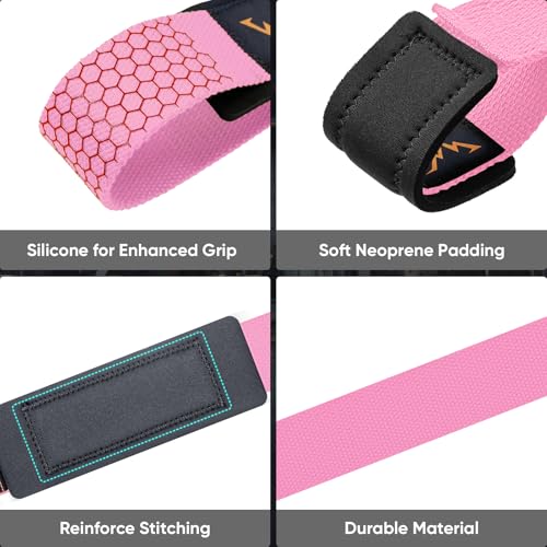 Weight Lifting Straps for Weightlifting, Lifting Wrist Straps Gym, Deadlift Strap, Anti Slip Silicone Weightlifting Strap Men Women Powerlifting, Strength Training - color: Pink, size: 1 Pair