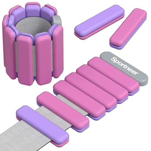 Sportneer Wrist & Ankle Weights for Women Men 4 lbs (2 lb Each) Adjustable Silicone Weighted Bracelet Set for Gym Yoga Pilates Cardio Strength Training Wearable Arm Hand Workout Weights - color: Acai Boost, size: 2 LB x 2