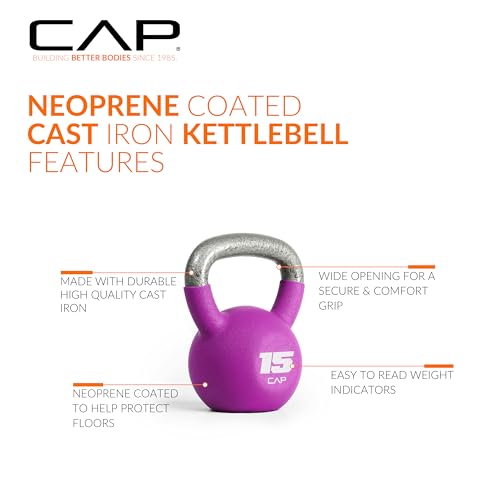 CAP Neoprene Coated Kettlebells - Multiple Sizes - size: 15.0 Pounds