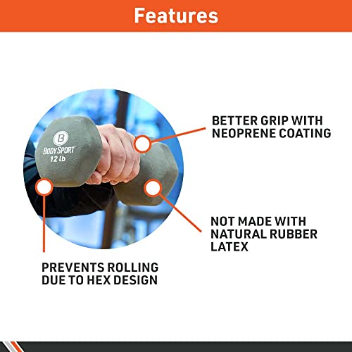 Body Sport Neoprene Dumbbell Pair - Strength Training Equipment for Exercises - Home Gym Accessories - Weight Training - style: 4 Pounds