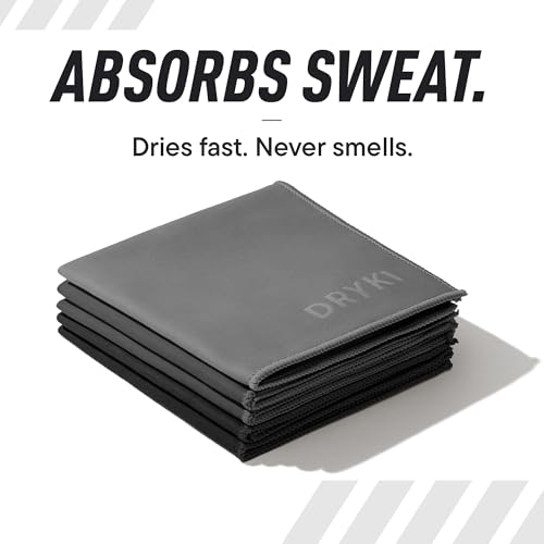 DRYKI Pocket-Sized Sweat Towels - The Original Sweat Absorbing Handkerchiefs - Quick-Dry Microfiber Sweat Rags for Face, Hands, & Body - Men & Women - Gym, Sports, and Work (Greyscale: 5 Pack) - color: *Greyscale