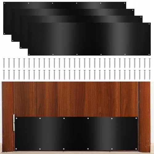 Tatuo 4 Pcs 34 x 8 Inch Door Kick Plates for Exterior Interior Bulk Doors Protection Decor Rectangular Aluminum Door Push Plate with Satin Finish (Black) - color: Black, size: 34 x 8 Inch