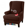 Granbest Premium Water Repellent Wingback Chair Cover 2-Piece High Stretch Jacquard Fabric Wing Back Chair Slipcovers (Wing Chair Cover, Chocolate) - color: Chocolate