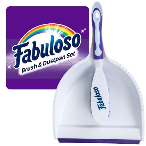 Fabuloso Brush and Dustpan Set Compact Hand Broom Floor Sweeper with Snap-Together Storage and Hanging Hole Quick Sweeping for Kitchen Bathroom Office and Car White and Purple Single Set - size: Brush & Dustpan
