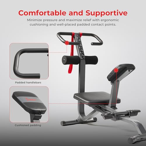 Sunny Health & Fitness Full Body Stretch Machine Back Stretcher Pivot Seat | Pivoting Seat, Multi-Use Handlebar, Padded Back Support, Full-Body Stretching, Flexibility Training, Home Gym Use - color: Black