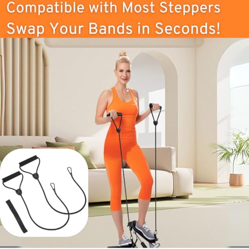 ONIPAX Stepper Resistance Bands with Handles, Strength Training Set | Includes connecting strap for double resistance; pair of handle bands for muscle toning; compact home gym exercise equipment