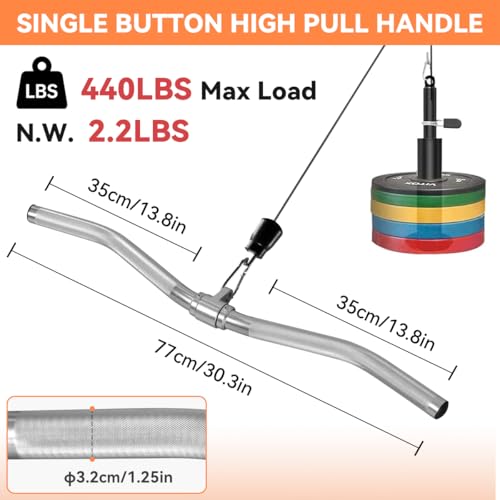 Lat Pulldown Attachments, Straight Bar Cable Attachments, Lat Pull Down Bar, Curl Pulldown Bar, Sturdy & Lightweight Aluminum, Non-Slip Grip, Full Rotation, Max Load 1000LBS - color: 30inch