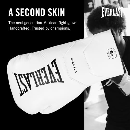 Everlast MX Elite Pro Fight Boxing Gloves | Handcrafted in Mexico - color: White, size: 8oz