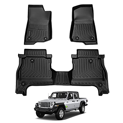 Vehicle Specific Fit Floor Mats for Jeep Gladiator JT 2020-2026 4-Door, All Weather Floor Liners for Gladiator Accessories, Heavy Duty Car Floor Mat - size: 2)Jeep Gladiator【2020-2025】