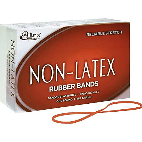 Alliance Rubber 37176#117B Non-Latex Rubber Bands, 1 lb Box Contains Approx. 250 Bands (7" x 1/8", Orange) - size: 7 x 1/8 Inches