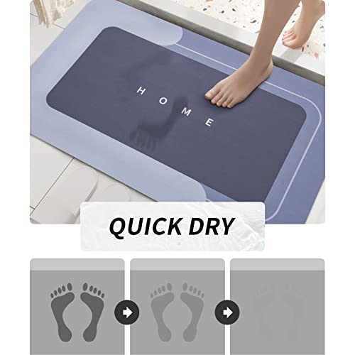 Housego Absorbent Bath Mat, Quick Dry Bath Rug, Non-Slip, 15.7x23.6, Blue | Absorbent Bath Mat Magic Rug; Quick Drying Mat Magic Bath Mat Non-Slip Floor Rug Rubber Backed for Bathroom Kitchen Shower - color: Blue, size: 1 Rectangular Piece (15.7" x 23.6")
