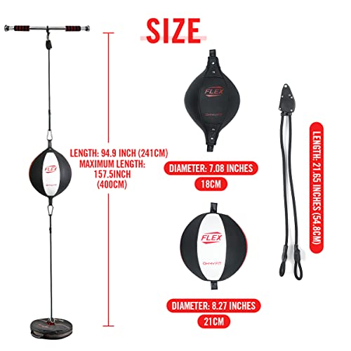 Flex Double End Punching Bag - Bungee Cords w/Special Flex Adjustable System - Durable Bladder Speed Bag - Boxing Training Equipment for Adults - Home Gym Accessories - style: Elliptical