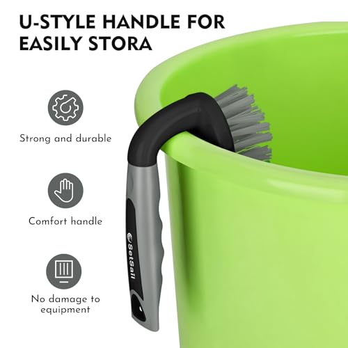 SetSail Scrub Brush, Heavy-Duty Scrub Brushes for Cleaning with Stiff Bristles Cleaning Brush for Shower, Bathroom, Carpet, Kitchen and Bathtub Scrubber - 2 Pack（Black Grey） - color: Black Grey, size: 2-pack