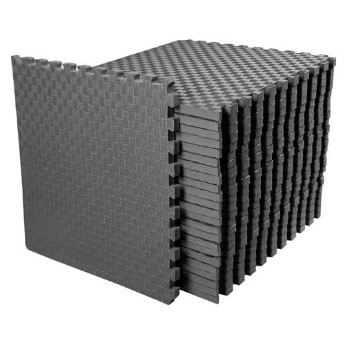 BalanceFrom 1" Extra Thick Puzzle Exercise Mat with EVA Foam Interlocking Tiles for MMA, Exercise, Gymnastics and Home Gym Protective Flooring, 72 Square Feet (Gray) | Tiles for Home Gym, Mat for Home Workout Equipment, Floor Padding for Kids, Gray, 24 in