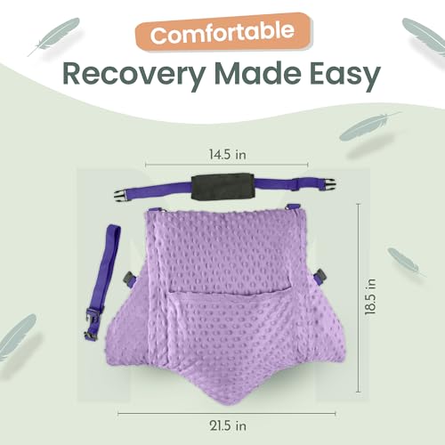 MOYOAMA Hysterectomy Pillow Post Surgery – Form-Fit Support Shield with Secure Straps, 2 Pockets, & Cozy Muff – After Hysterectomy Recovery Must-Haves, Post-Op C-Section Pillow Post Surgery Gifts - color: Majestic Violet