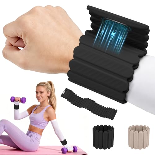 Abahub Adjustable Wrist & Ankle Weights 2Pack, Wearable Silicone Weighted Bracelet for Women, Arm Leg Weights for Home Gym Workout, Jogging, Yoga & Pilates - color: Magnetic Black, size: 2.2LB Pair (1.1LB Each)
