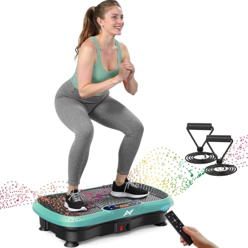 AXV Vibration Plate Fitness Platform Exercise Machine Vibrating Shaking Full Body Shaker Workout Vibrate Stand Shake Board Sport for Weight Loss Fat Burner for Gym Home Office - color: BT.PRO.GREEN