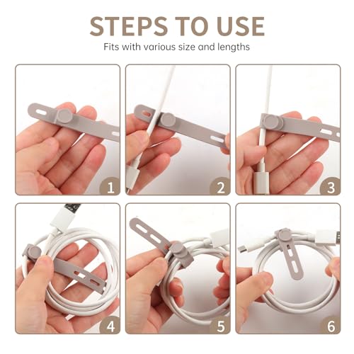 Oligei 25 Pcs Silicone Cable Ties, Cable Ties Reusable, High Elasticity Cord Wraps for Electrical Cords, Cord Organizer for Earphone, Phone Charger(Khaki) - color: 25p∣khaki