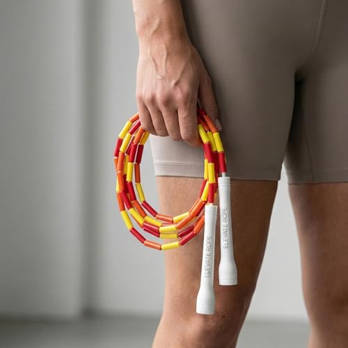 Pro-Grade Beaded Jump Rope for Beginners - color: Red/Orange/Yellow/White