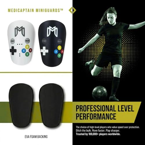 MediCaptain MiniGuards - Mini Shin Guards for Soccer Players - Tiny Shin Pads for Men, Women, Teens - Miniature Shin Guards 3.9 x 2.4 inch - Perfect for High Level Soccer Athletes - color: Gamer Pads