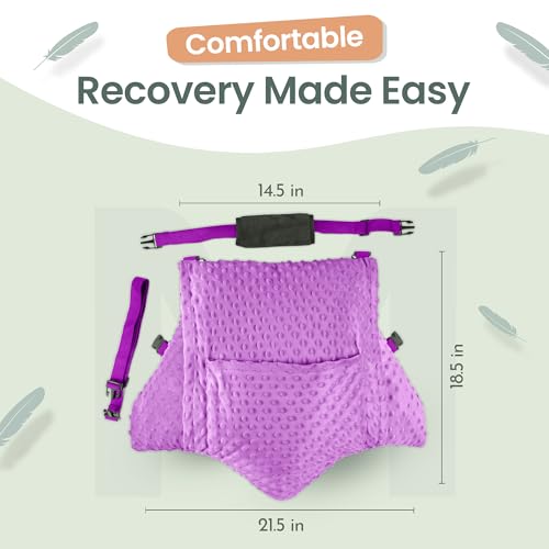 MOYOAMA Hysterectomy Pillow Post Surgery – Form-Fit Support Shield with Secure Straps, 2 Pockets, & Cozy Muff – After Hysterectomy Recovery Must-Haves, Post-Op C-Section Pillow Post Surgery Gifts - color: Field Lavender