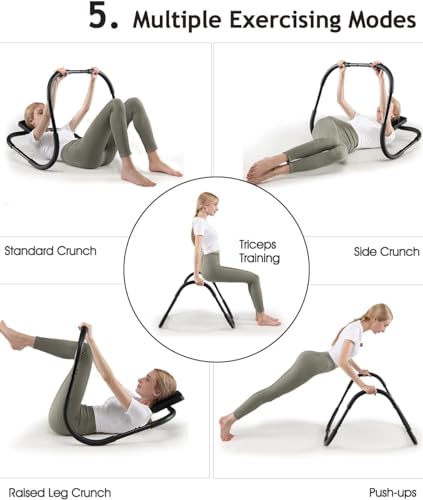 Crunches Ab Equipment, Ab Crunch Roller, Sit-Up Assistant Device, Ab Workout Machines for Home Exercise, Core Strength, Black