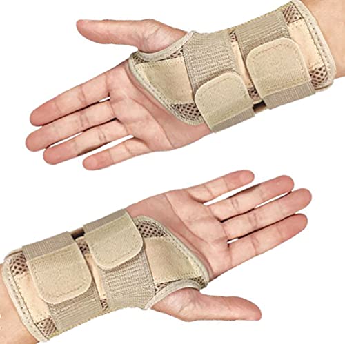 NuCamper Wrist Brace Carpal Tunnel Right Left Hand for Men Women, Night Wrist Sleep Supports Splints Arm Stabilizer with Compression Sleeve Adjustable Straps,for Tendonitis Arthritis Pain Relief - size: Large/X-Large (Pack of 1), style: Left Hand-Beige