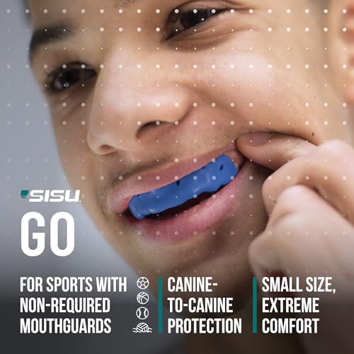 SISU Go Mouthguard, Royal Blue - Low-Profile Front Tooth Protection for Soccer, Basketball, Water Polo, Skateboarding, BMX, Action Sports - Remoldable Up to 20 Times - Thin, Breathable - Non Toxic - color: Royal Blue