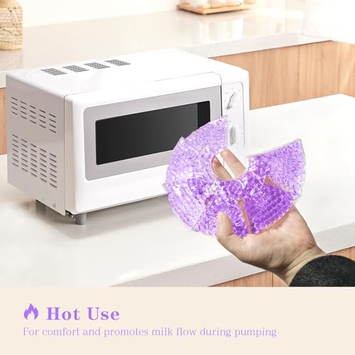 Hot/Cold Breast Gel Ice Packs Breast Cooling/Heat Pads Relief for Breastfeeding, Nursing Pain, Mastitis, Engorgement, Swelling, Plugged Ducts | Boost Milk Let-Down & Production,2 Pack (Purple) - color: Purple