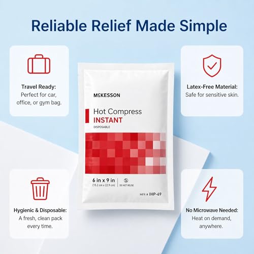 McKesson Instant Hot Packs, Instant Hot Compress, 6 x 9 in | Instant Hot Pack,Sodium Acetate / Water,Disposable,6 X 9 Inch - color: Red, size: 6x9