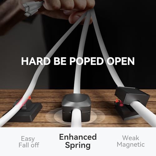 Rotatable Cord Organizer, Strong Adhesive Spring Cable Clips (8*Black) | Enhanced Cable Organizer Cord Clips, Desk Cord Holder for Nightstand, Office Accessories and Car - color: 8*Black