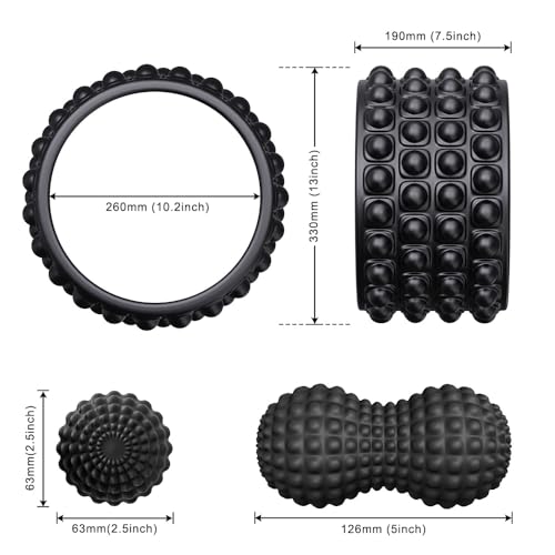 Kipika Back Roller Wheel,Back Stretcher,Back Cracker,Yoga Wheel, Foam Roller for Back Pain Relief and Posture Correction with Massage Ball