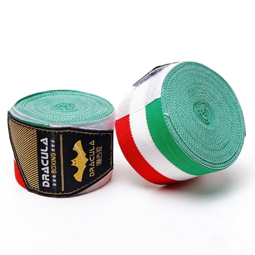 Toichi Hand Wraps for Boxing, Muay Thai, MMA –5M/197 Inches Kickboxing Hand Wraps for Men & Women, Protective Training Wrist Strips for Combat Sports, Martial Arts, Punching Bag Workout - color: Red/White/Green