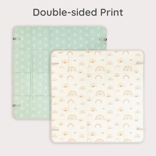 Infantino Foldable Foam Play Mat Reversible 57x57 in, Rainbows | Reversible design with two sides to play, Lightweight & portable, Water-resistant & wipeable, Folds flat for easy storage - style: Rainbows