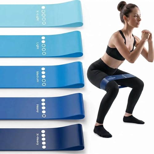 5-Pack Workout Resistance Bands: Elastic for Strength, Stretching, Pilates & Yoga. Home Gym Equipment for Men/Women, Suits Physical Therapy, Leg/glute/arm Training—Practical, Multi-use. - color: blue