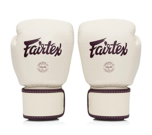 Fairtex BGV16 Leather Compact Muay Thai Boxing Gloves - color: Khaki, size: 12 oz