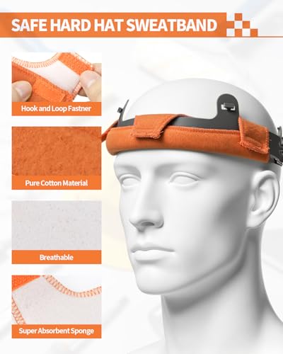 6 PCS Hard Hat Liner, Hard Hat Sweatband, Washable Hardhat Sweatband, Reusable Flame Retardant Cotton Hard Hats Sweat for Chainsaw Helmet, Hard Hats Liner Replacement, Welding Helmet - color: 6 PCS